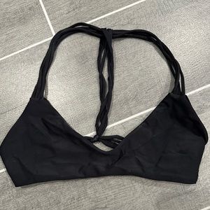 Mikoh Solid Black Braided-Strap Bikini Top